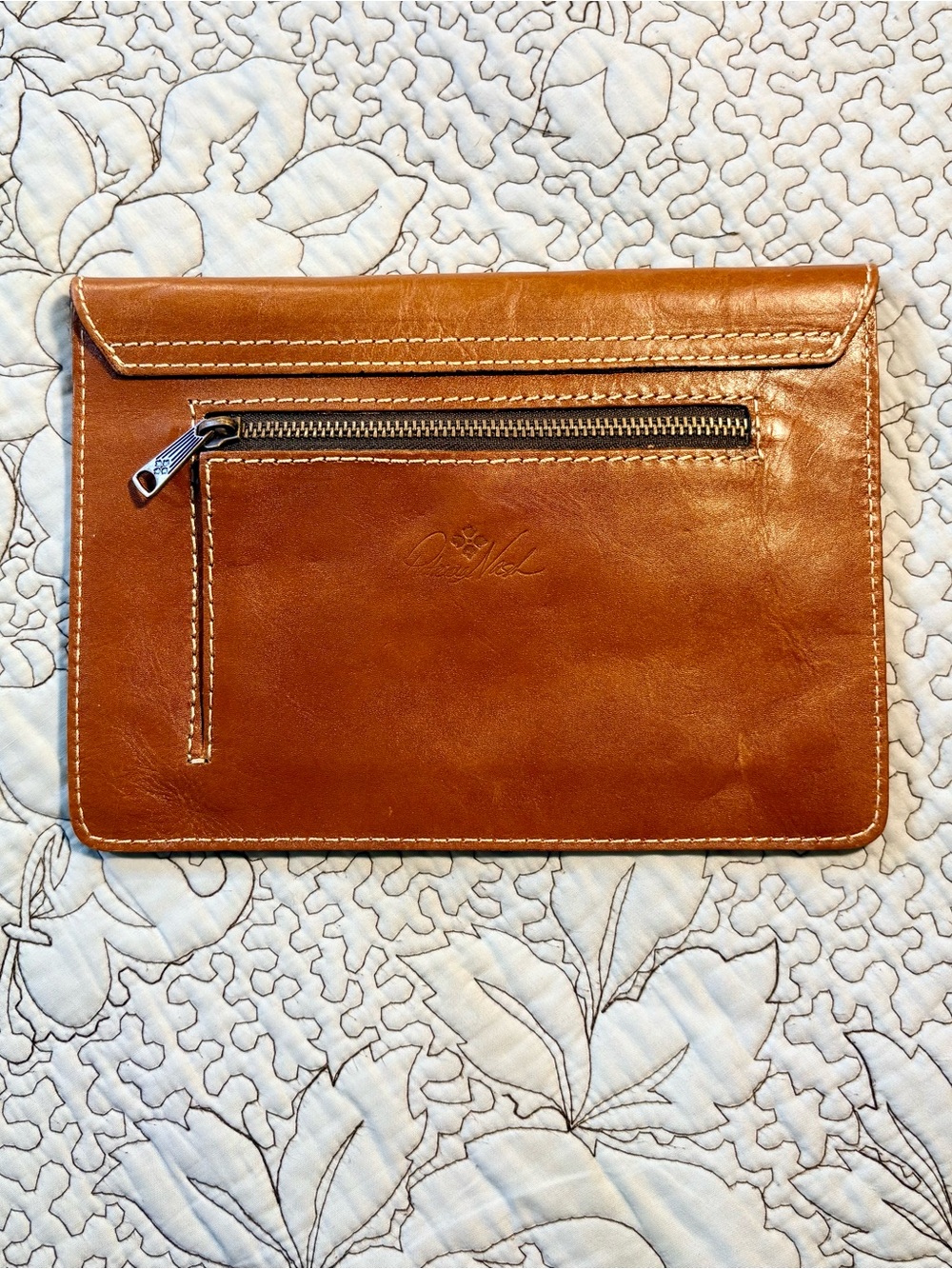 💥Patricia Nash Tooled Leather Tech Portfolio Envelope Clutch Brown💛 - Picture 2 of 7